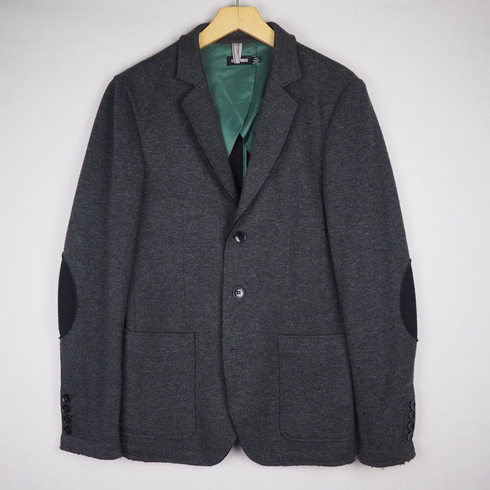 Antony Morato Elbow Patch Knit Blazer Super Slim Fit Raw Edge Men EU 46 US 36